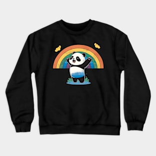 Cute Kawaii Panda Pride with rainbow flag Crewneck Sweatshirt